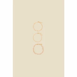 Accessorize Raw Cut Stone And Pearl Anklets Set Of Three For Female