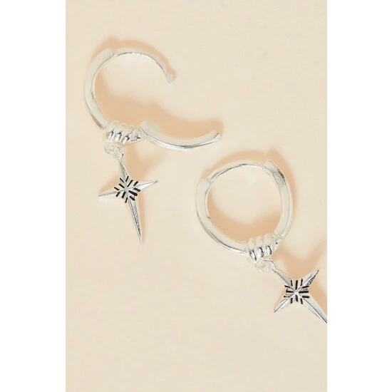 Accessorize Sterling Silver Charm Hoop Earrings For Female 5 Accessorize Sterling Silver Charm Hoop Earrings For Female - Image 3