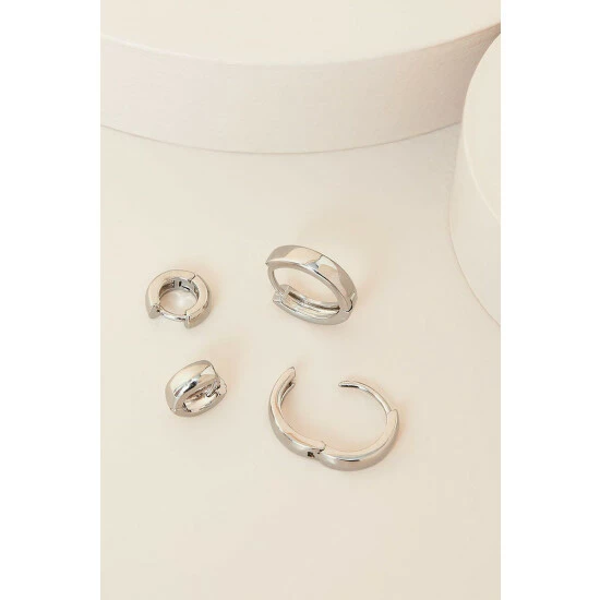 Accessorize Platinum-Plated Graduated Hoop Earrings Set Of Two For Female 5 Accessorize Platinum-Plated Graduated Hoop Earrings Set Of Two For Female - Image 3