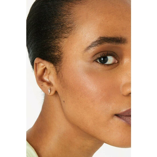 Accessorize Gold Vermeil White Topaz Bolt Stud Earrings For Female 4 Accessorize Gold Vermeil White Topaz Bolt Stud Earrings For Female - Image 2