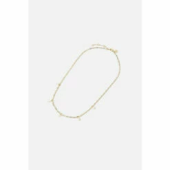 Accessorize Gold-Plated Pearl Charm Station Necklace For Female