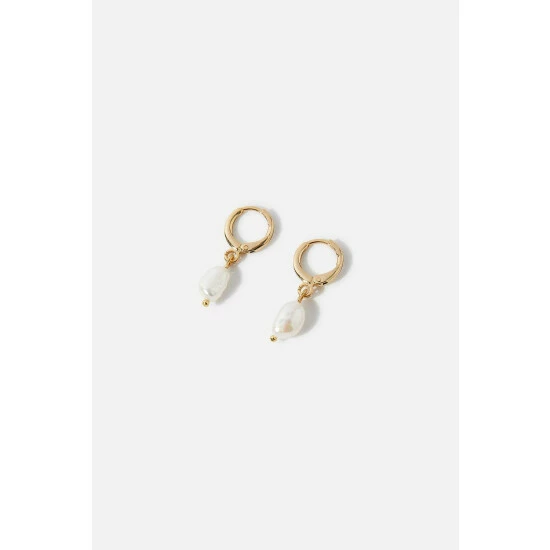 Accessorize Gold-Plated Pearl Huggie Hoops For Female 3 Accessorize Gold-Plated Pearl Huggie Hoops For Female
