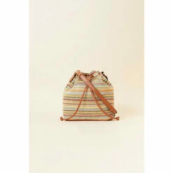 Accessorize Stripe Raffia Duffle Cross-Body Bag For Female