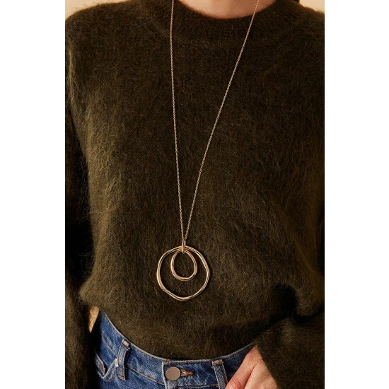 Accessorize Long Concentric Circle Pendant Necklace For Female 4 Accessorize Long Concentric Circle Pendant Necklace For Female - Image 2