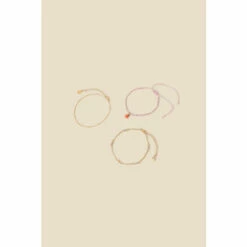 Accessorize Peach Gem Anklets Set Of Three For Female