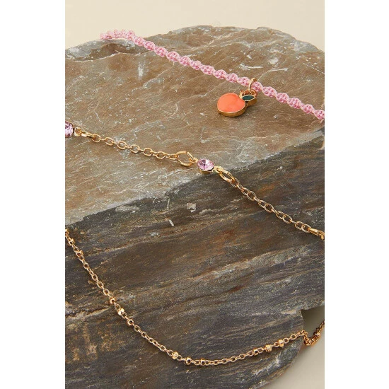 Accessorize Peach Gem Anklets Set Of Three For Female 4 Accessorize Peach Gem Anklets Set Of Three For Female - Image 2