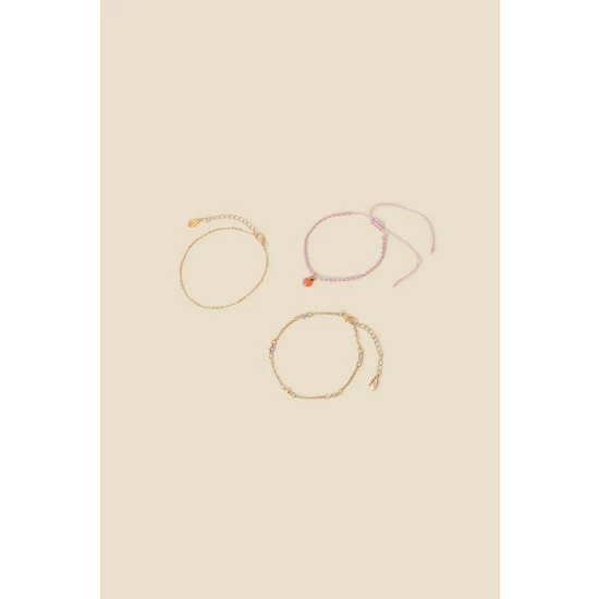 Accessorize Peach Gem Anklets Set Of Three For Female 5 Accessorize Peach Gem Anklets Set Of Three For Female - Image 3
