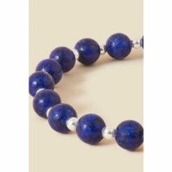 Accessorize Sterling Silver Lapis Lazuli Beaded Bracelet For Female -Accessorize Shop unnamed file 1627