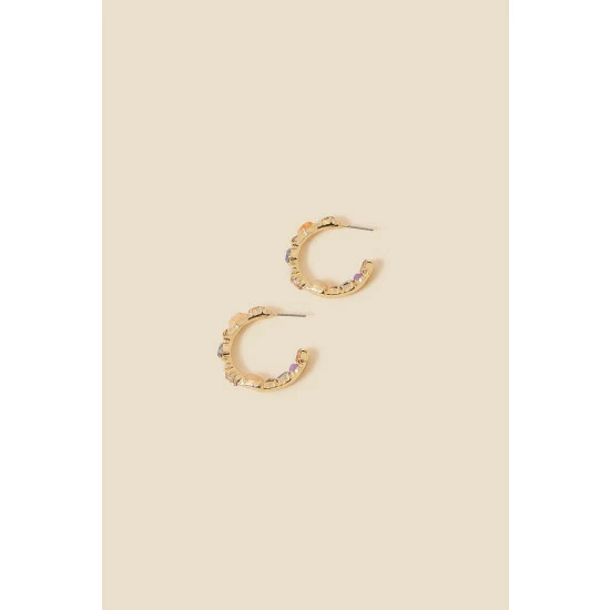 Accessorize Chunky Facet Bead And Gem Hoop Earrings For Female 3 Accessorize Chunky Facet Bead And Gem Hoop Earrings For Female