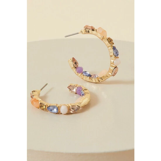 Accessorize Chunky Facet Bead And Gem Hoop Earrings For Female 4 Accessorize Chunky Facet Bead And Gem Hoop Earrings For Female - Image 2