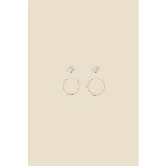 Accessorize Sterling Silver Lace Agate Earrings Set Of Two For Female 5 Accessorize Sterling Silver Lace Agate Earrings Set Of Two For Female - Image 3