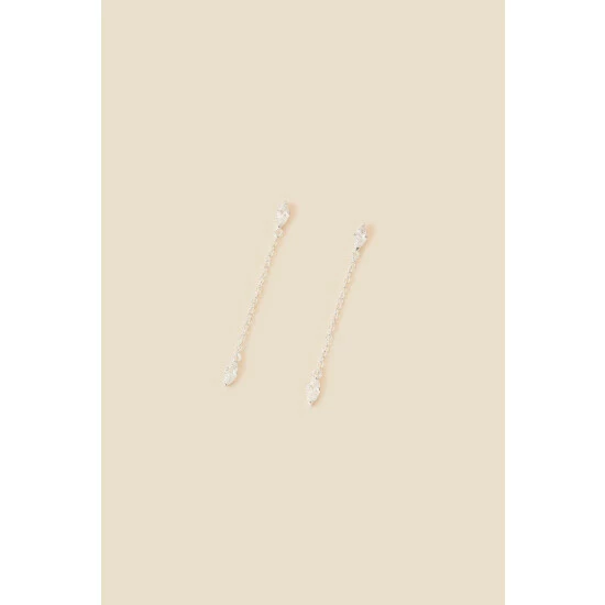 Accessorize Sterling Silver Sparkle Chain Long Drop Earrings For Female 3 Accessorize Sterling Silver Sparkle Chain Long Drop Earrings For Female