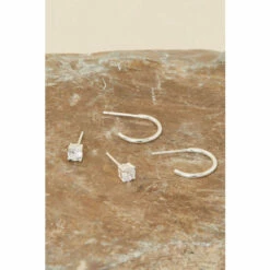 Accessorize Sterling Silver Sparkle Stud And Hoops Set Of Two For Female -Accessorize Shop unnamed file 1683