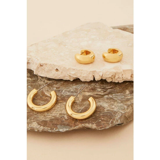 Accessorize Gold-Plated Chunky Hoops Set Of Two For Female 5 Accessorize Gold-Plated Chunky Hoops Set Of Two For Female - Image 3