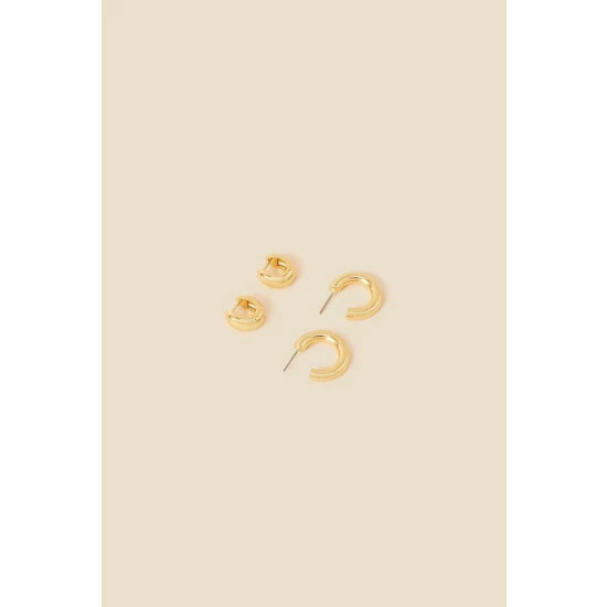 Accessorize Gold-Plated Chunky Hoops Set Of Two For Female 6 Accessorize Gold-Plated Chunky Hoops Set Of Two For Female - Image 4