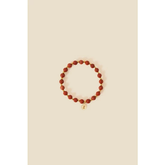 Accessorize Gold-Plated Healing Stone Red Jasper Bracelet For Female 3 Accessorize Gold-Plated Healing Stone Red Jasper Bracelet For Female