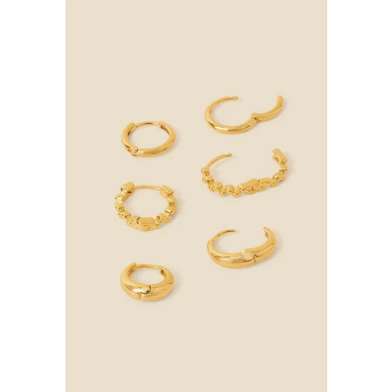 Accessorize Gold-Plated Bobble Graduated Width Hoop Set Of Three For Female 4 Accessorize Gold-Plated Bobble Graduated Width Hoop Set Of Three For Female - Image 2