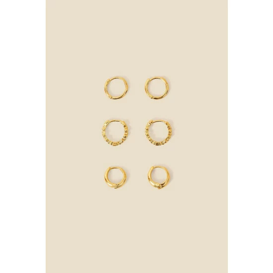 Accessorize Gold-Plated Bobble Graduated Width Hoop Set Of Three For Female 5 Accessorize Gold-Plated Bobble Graduated Width Hoop Set Of Three For Female - Image 3