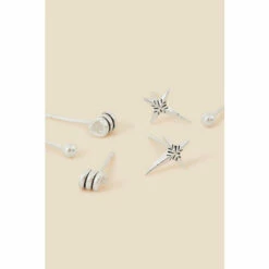 Accessorize Sterling Silver Punk Stud Earrings Set Of Three For Female -Accessorize Shop unnamed file 1835