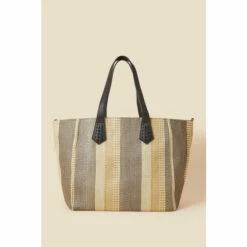 Accessorize Raffia Large Stripe Shoulder Bag For Female