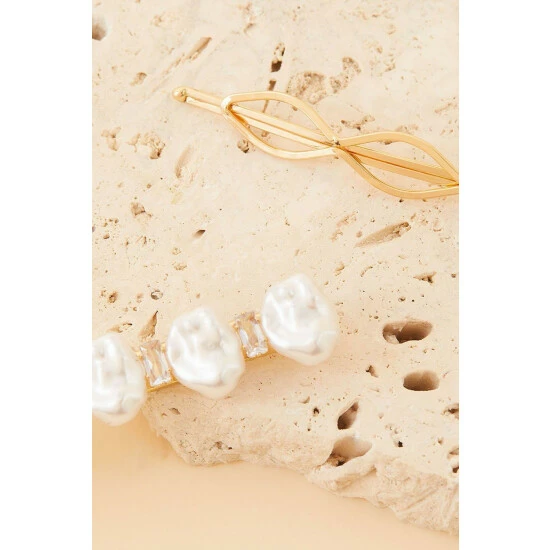 Accessorize Mixed Pearl Hair Slides Set Of Two For Female 4 Accessorize Mixed Pearl Hair Slides Set Of Two For Female - Image 2