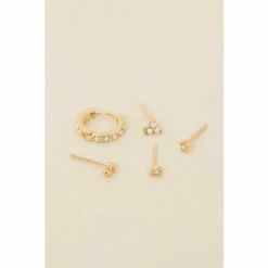 Accessorize Gold-Plated Pearl Irregular Earrings 5 Pack For Female