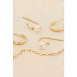 Accessorize Gold-Plated Pearl Chain Earrings Set Of Three For Female -Accessorize Shop unnamed file 1927