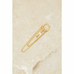 Accessorize Gold-Plated Single Pearl Chain Hoop Earring For Female