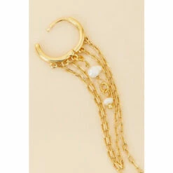 Accessorize Gold-Plated Single Pearl Chain Hoop Earring For Female -Accessorize Shop unnamed file 1935