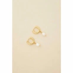 Accessorize Gold-Plated Chunky Small Pearl Hoops For Female
