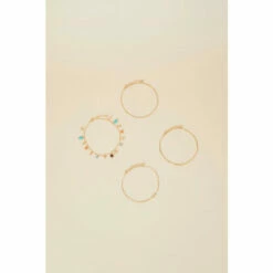 Accessorize Beaded Charm And Chain Anklets 4 Pack For Female