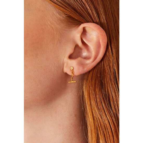 Accessorize Gold-Plated Modern Heirloom T-Bar Earrings For Female 5 Accessorize Gold-Plated Modern Heirloom T-Bar Earrings For Female - Image 3