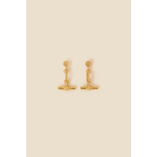 Accessorize Gold-Plated Modern Heirloom T-Bar Earrings For Female 6 Accessorize Gold-Plated Modern Heirloom T-Bar Earrings For Female - Image 4