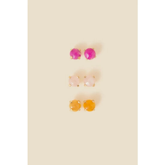 Accessorize Stone Stud Earrings Set Of Three For Female 6 Accessorize Stone Stud Earrings Set Of Three For Female - Image 4