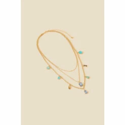 Accessorize Layered Gem Charm Necklace For Female