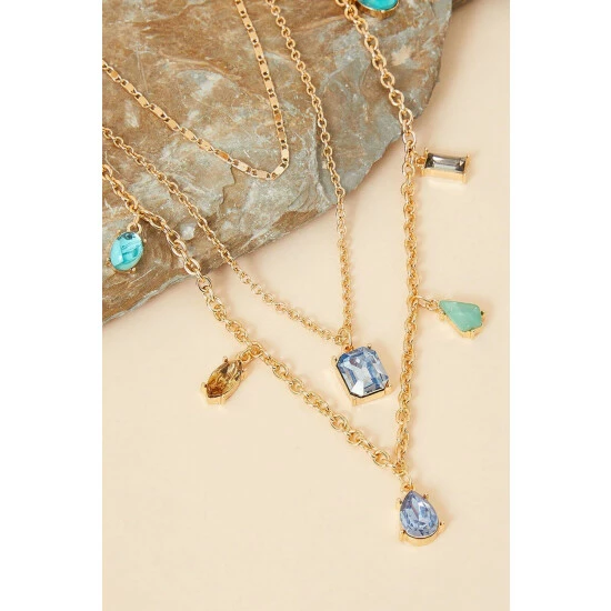 Accessorize Layered Gem Charm Necklace For Female 5 Accessorize Layered Gem Charm Necklace For Female - Image 3