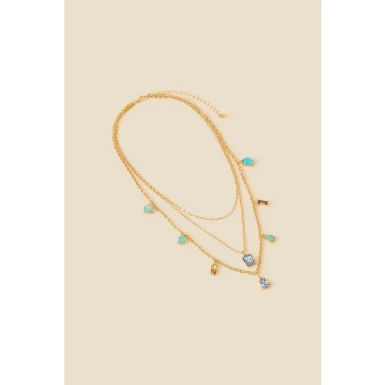 Accessorize Layered Gem Charm Necklace For Female 6 Accessorize Layered Gem Charm Necklace For Female - Image 4