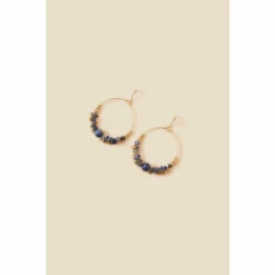 Accessorize Raw Stone Large Beaded Hoop Earrings For Female