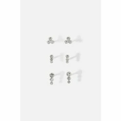 Accessorize Sterling Silver Sparkle Stud Earring Set For Female