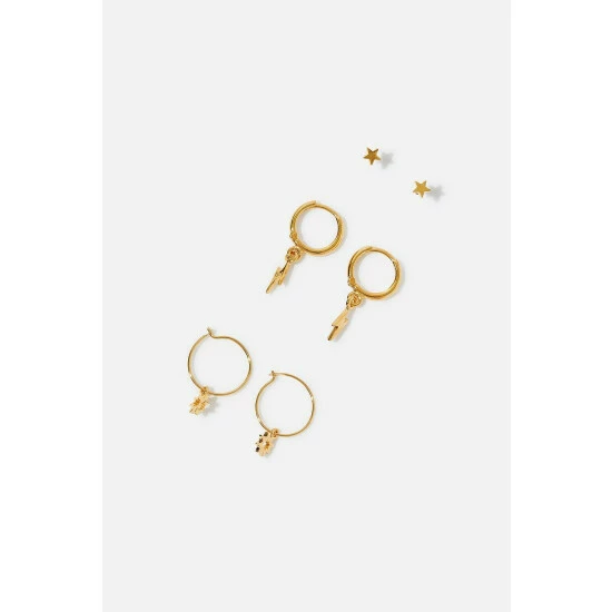 Accessorize Gold-Plated Celestial Earring Set For Female 3 Accessorize Gold-Plated Celestial Earring Set For Female