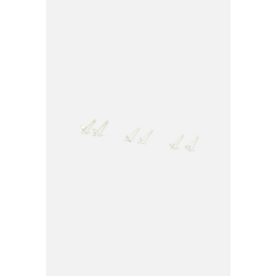 Accessorize Sterling Silver Crystal Shape Stud Set For Female 6 Accessorize Sterling Silver Crystal Shape Stud Set For Female - Image 4