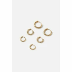 Accessorize Gold-Plated Twisted Hoop Earring Set For Female