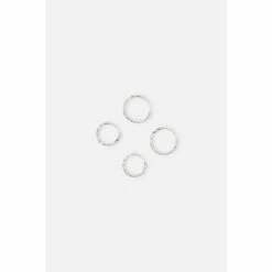 Accessorize Sterling Silver Diamond Cut Hoop Earring Set For Female