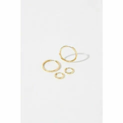 Accessorize Gold-Plated Hoop Earring Set For Female