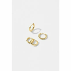 Accessorize Gold-Plated Hoop Earring Set For Female