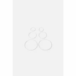 Accessorize Sterling Silver Plain Hoop Earring Set For Female