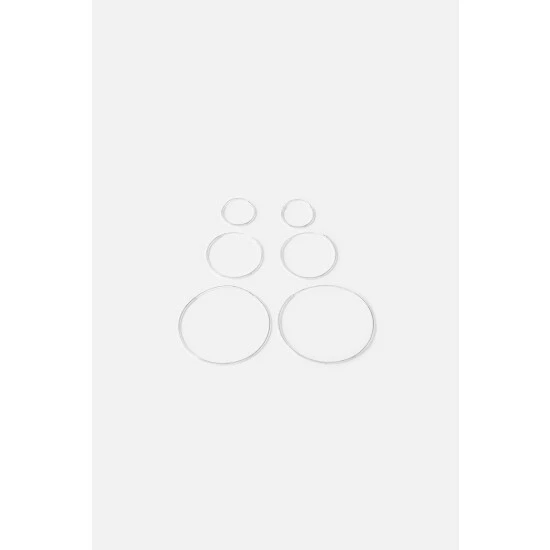 Accessorize Sterling Silver Plain Hoop Earring Set For Female 3 Accessorize Sterling Silver Plain Hoop Earring Set For Female