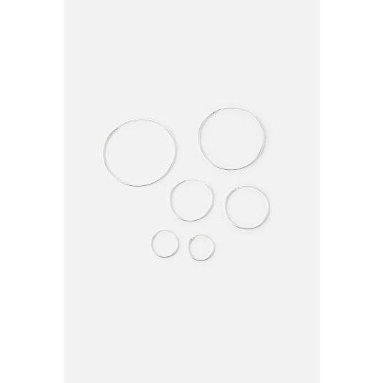 Accessorize Sterling Silver Plain Hoop Earring Set For Female 5 Accessorize Sterling Silver Plain Hoop Earring Set For Female - Image 3