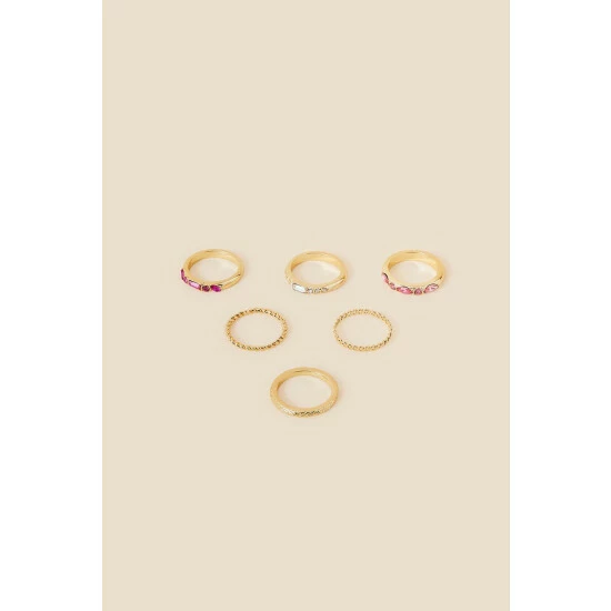Accessorize Gem Stacking Rings 6 Pack For Female 5 Accessorize Gem Stacking Rings 6 Pack For Female - Image 3