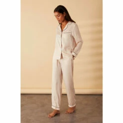 Accessorize Stripe Jacquard Long Pyjama Set For Female